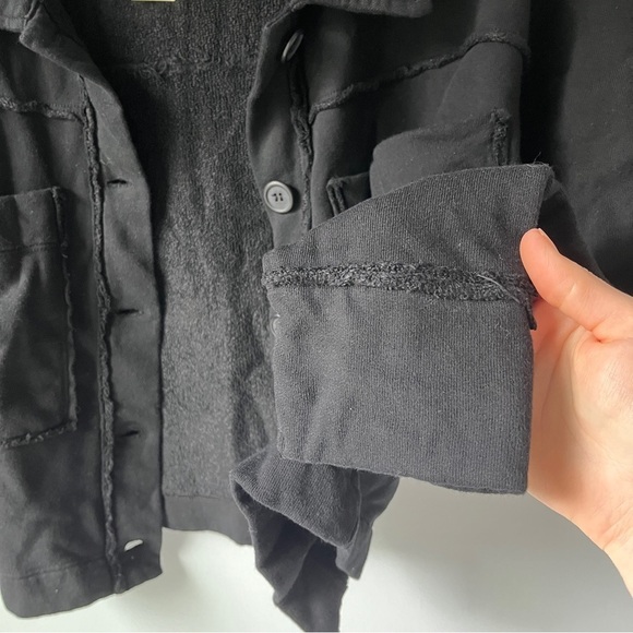 Anthropologie t.La French Terry Lined Black Crop Jacket - Picture 9 of 10